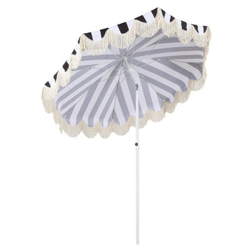 Mariner 6.5 ft. Classic Cottage Fringe Tassel Market Beach Umbrella